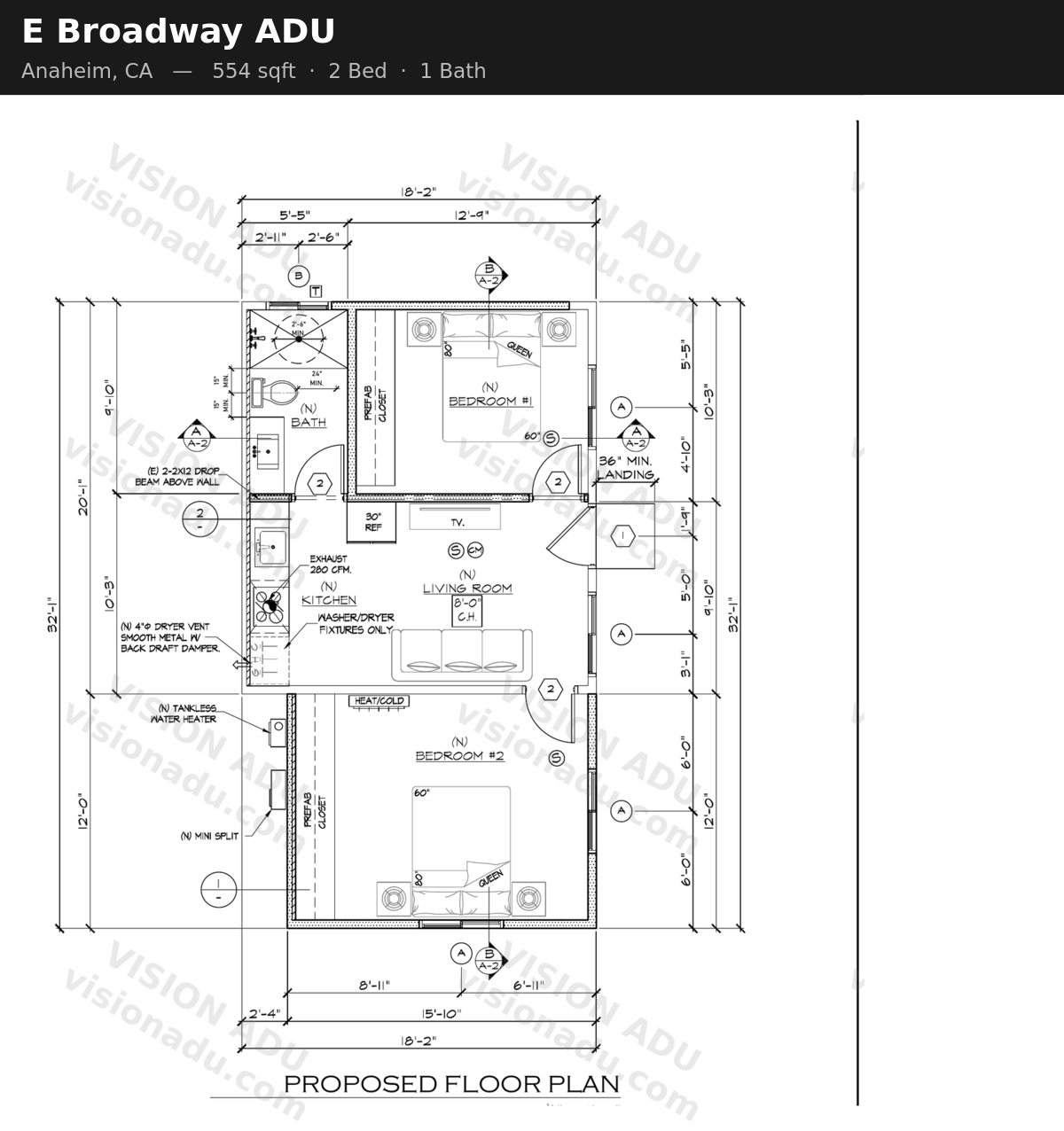 E Broadway ADU floor plan — Anaheim, CA